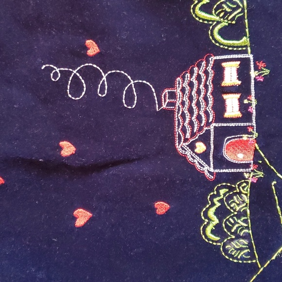 Embroidered Blue Velvet Dress - Picture 2 of 4